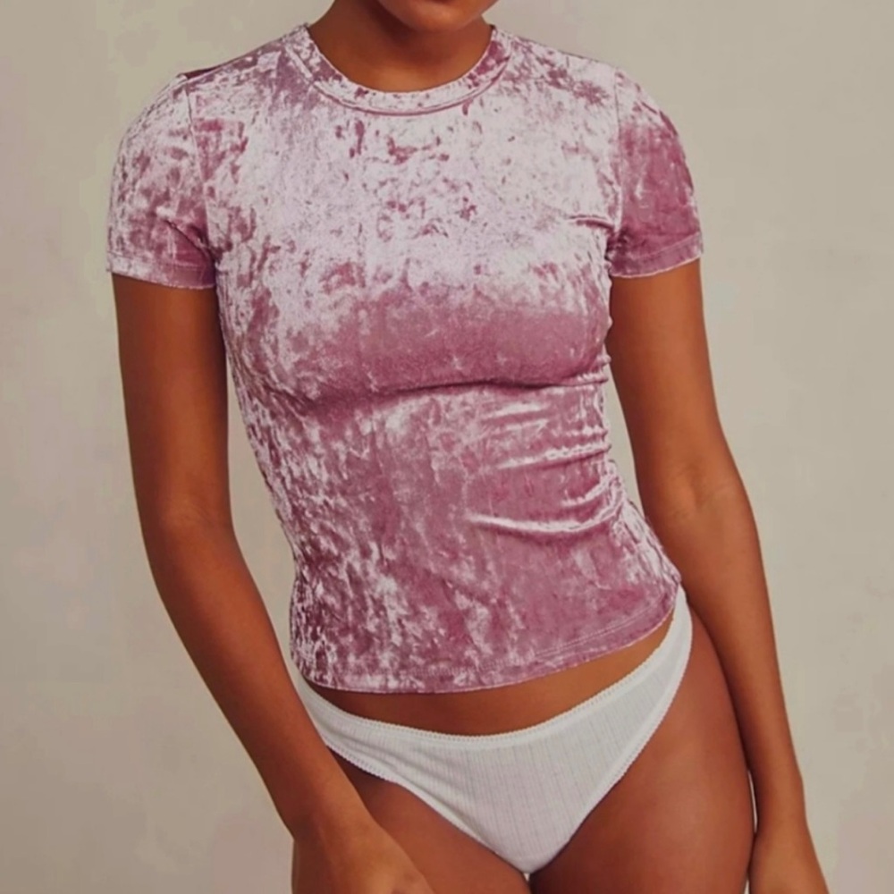 Free People Crushed Velvet Tee Sz M EUC